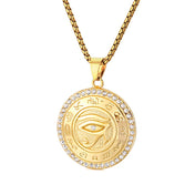 Iced Out Eye of Horus Pendant Necklace — Gold
