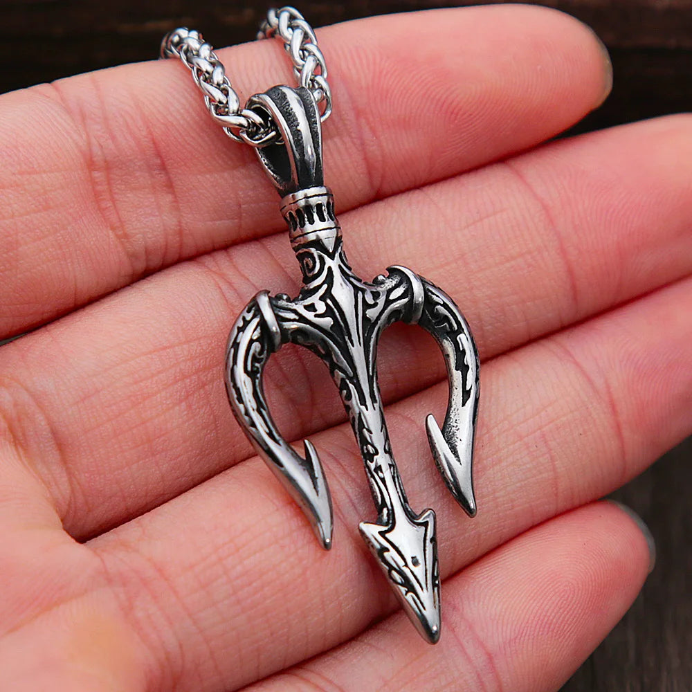 Greek Myth Steel Pendant Vintage Mythology Trident