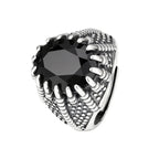 Retro Alien Black Stone Ring — Silver