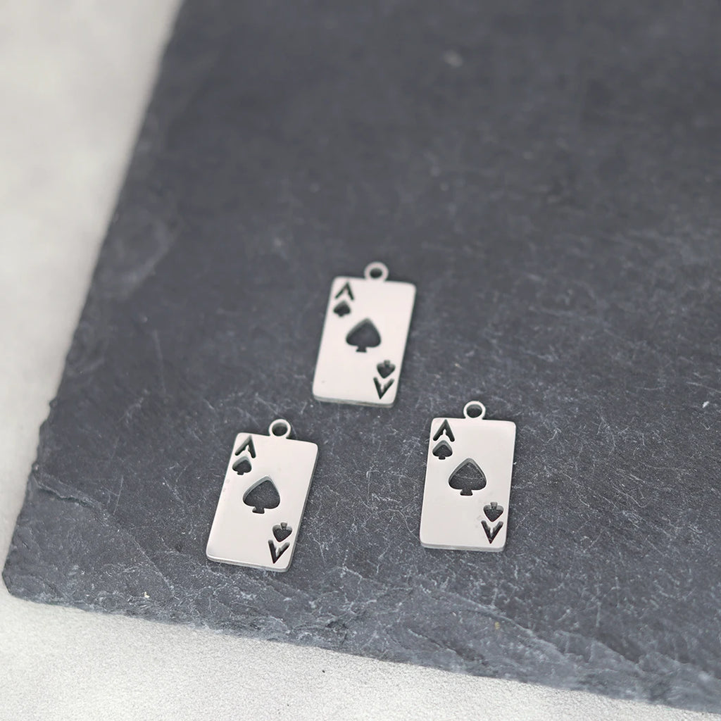 Ace of Hearts Playing Card Pendant Necklace — Stainless Steel