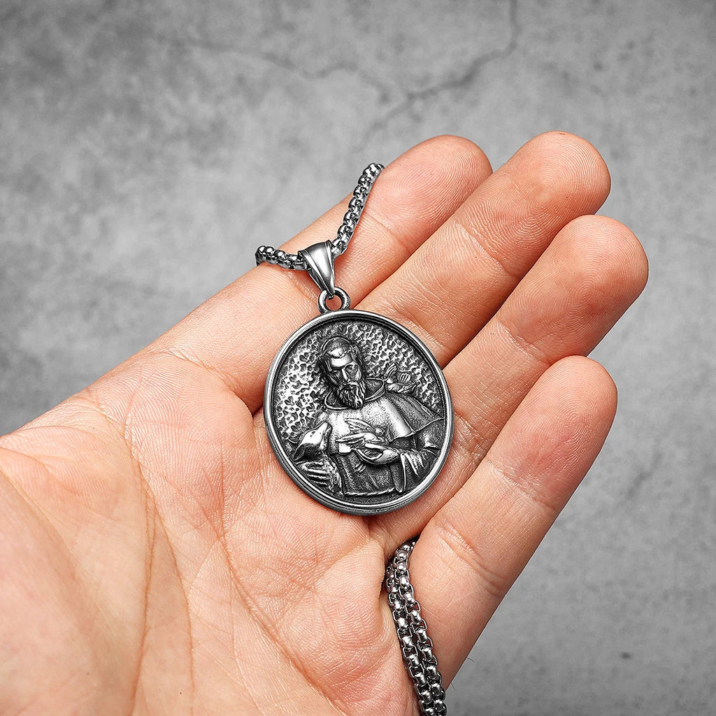 St. Francis Cross Pendant — Stainless Steel