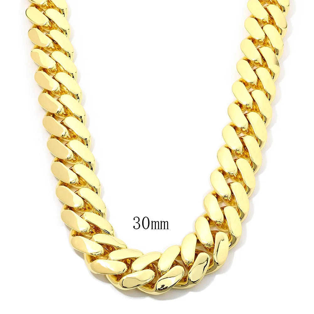 Gold Cuban Chain Necklace 30/40MM Smooth Statement
