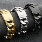 Massive Men's Stainless Steel Cuban Chain Bracelet for Man Classic 21MM Width Vacuum Plated Chunky Link Bracelets Never