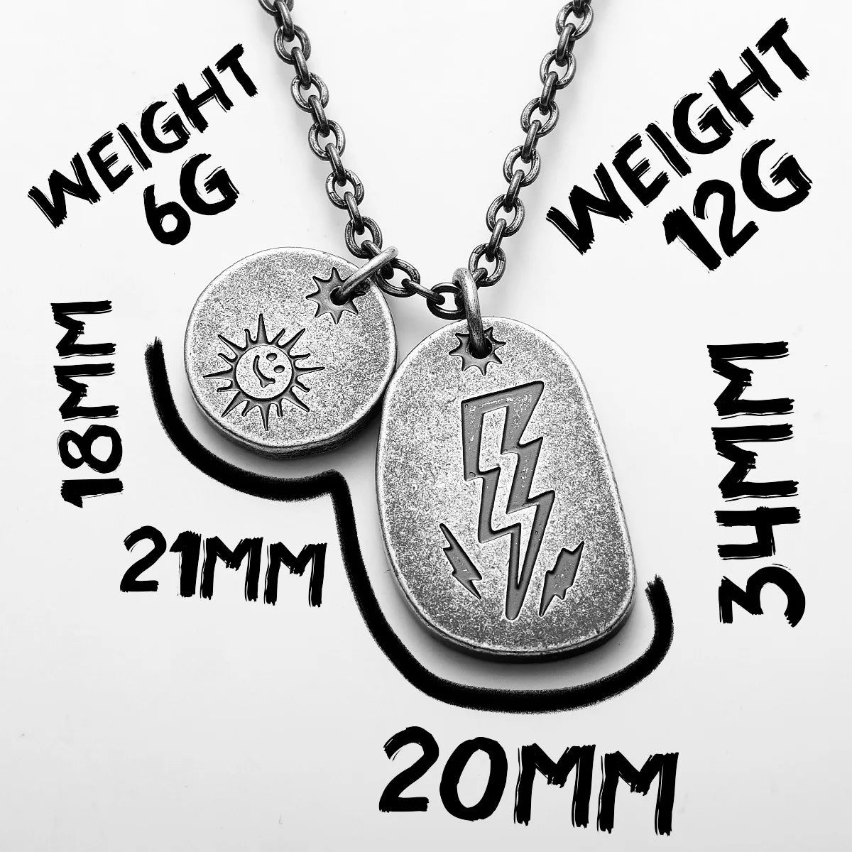 Lightning Pray Tag Pendant — Stainless Steel