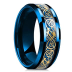 Fashion 8mm Men Stainless Steel Celtic Dragon Rings Inlaid Black Zircon Stone Rings For Men Carbon Fibre Rings Wedding