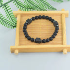 Retro Black Block Volcanic Bracelets Men Women Frosted Onyx Lava Beads Jewelry Yoga Meditation Birthday Gift Wholesales