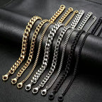 Waterproof Stainless Steel Cuban Link Chain Necklace For Men Goth Punk Accessory Jewelry Black Gold Silver Color