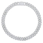 2024 New Silver Color Heavy Chunky Prong Cuban Link Chain Necklace for Men 15mm Iced Out Bling Charms Hip Hop Jewelry