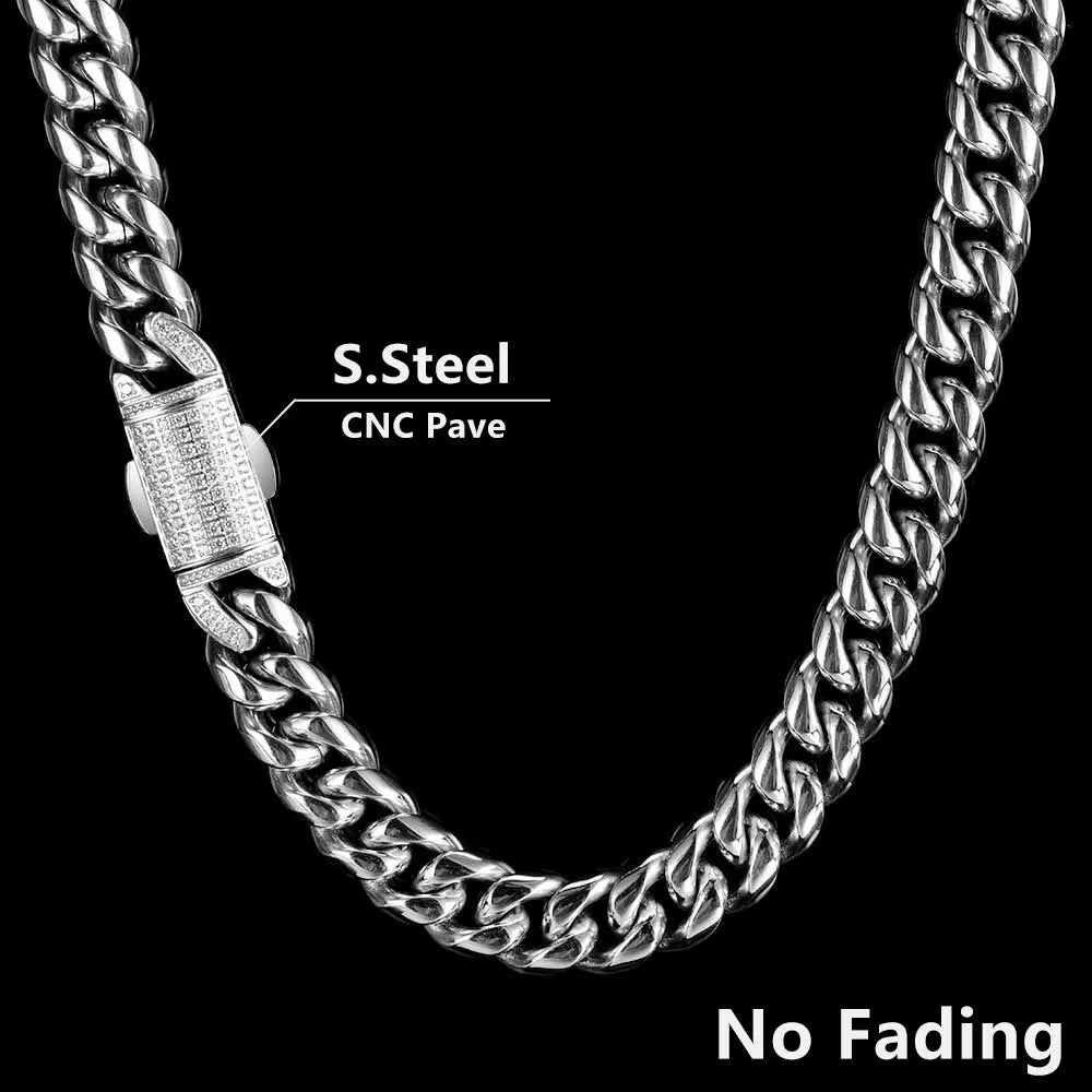 Stainless Steel Cuban Chain Necklace Miami 12MM