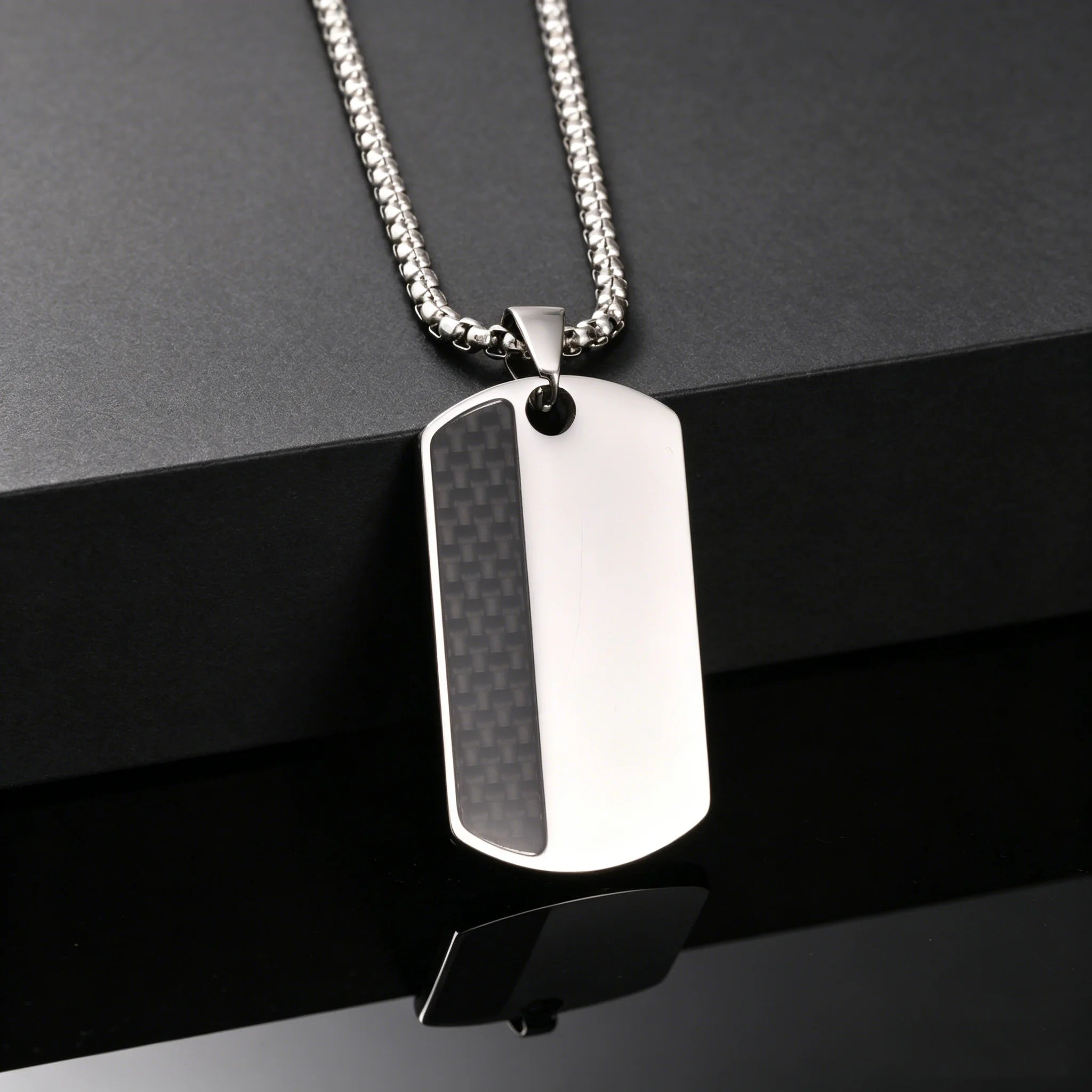 Men's Stylish Dog Tag Pendant Necklace, Stainless Steel Geometric Dog Tag Necklace, Fashion Casual Jewelry Gifts for