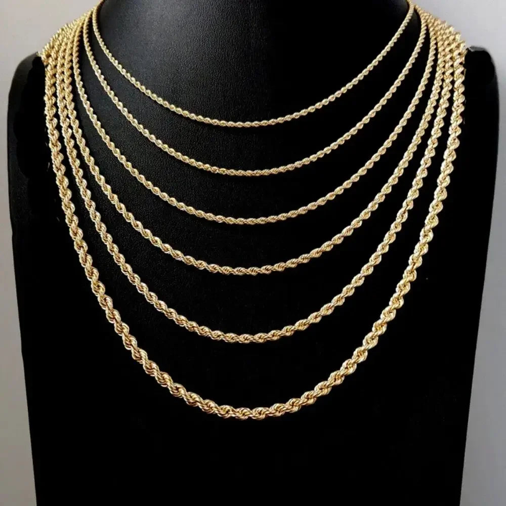 Fashion Hip Hop Rope Chain Necklace Classic Stainless Steel Twisted Link Chain Necklace For Men Women  Jewelry Gift