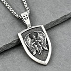 Stainless Steel St. Michael Archangel Pendant Necklace Men Vintage Warrior Knight Religious Jewelry Best Gift Dropshipping