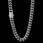 Silver Cuban Chain Necklace Stainless Steel 8/10/12MM