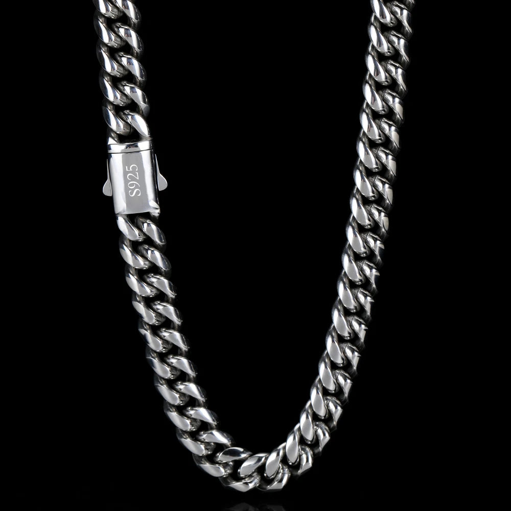 Silver Cuban Chain Necklace Stainless Steel 8/10/12MM