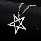 VASSAGO Stainless Steel Inverted Pentacle Necklace Gothic Pentagram Pendant Occult Amulet Witchcraft Satanic Jewelry