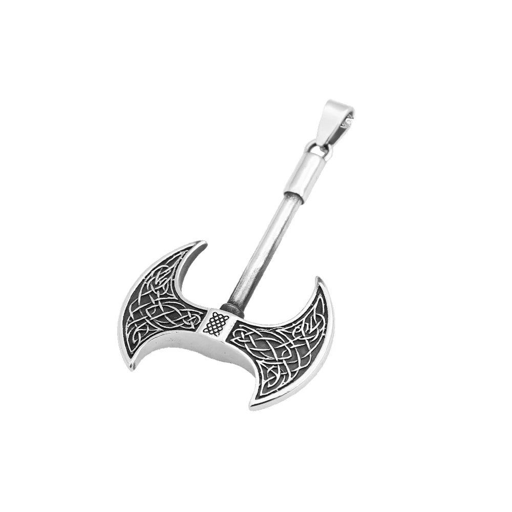 Viking Axe Celtic Knot Pendant — Stainless
