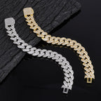 NUOYA Hip Hop 15mm Iced Out Zircon Bracelet Hip Hop Miami Cuban Chain Bracelet Men Jewelry Gift