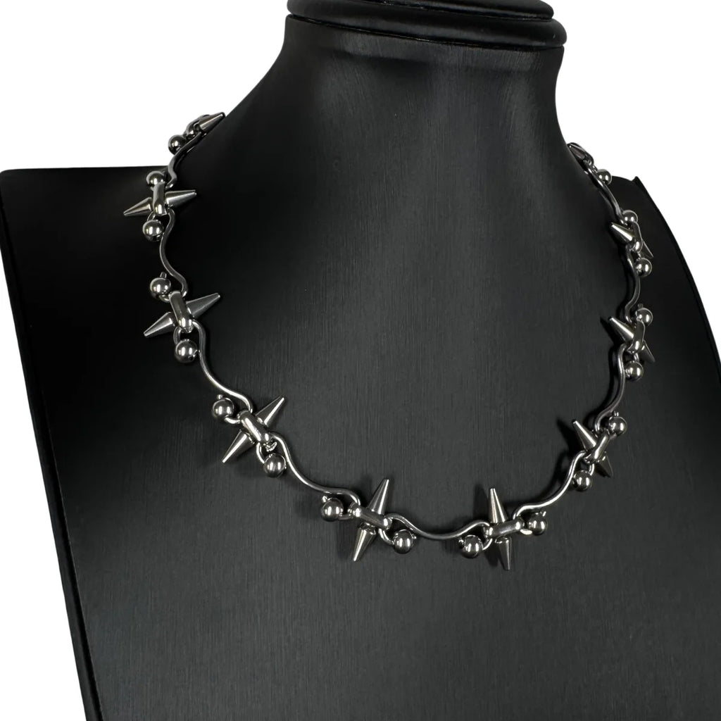 Punk-Style Personalized Rock Spiked Patchwork Necklace Cool Trendy Geometric Necklace Gothic Y2K Charm Accessori