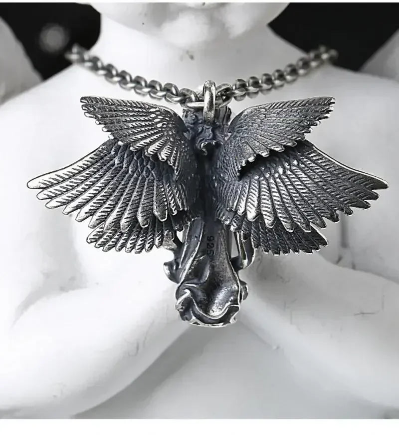 Delicate Antique Silver Color Seraph Prayer Good Luck Necklace Pendant Men Women Anniversary Amulet Jewelry Gift