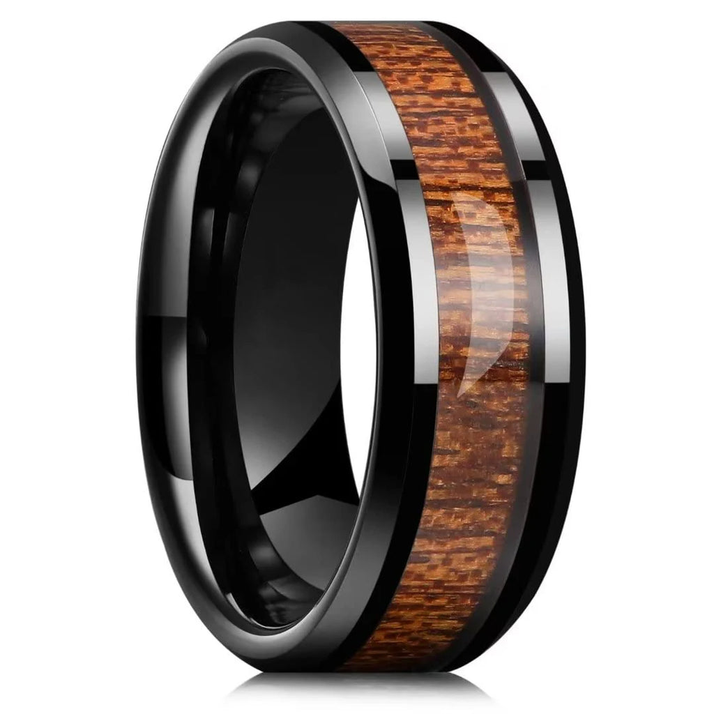 Fashion 8mm Men Stainless Steel Rings Inlay Meteorite Abalone Shell Rings For Men Women Wedding Engagement Band Jewelry
