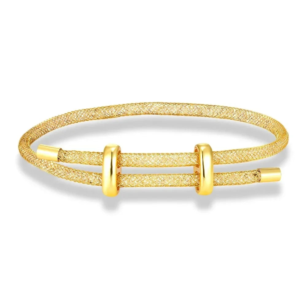 2025 New Mesh Bracelet Men Women Charm Minimalist Crystal Bangle Fashion Stainless Steel Adjustable Jewelry Creative Couple Gift