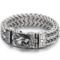 Cool Punk Chinese Loong Dragon Head Bracelet for Man 16MM Width Double Layer Square Franco Chain Bracelets Men's Male