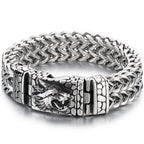 Cool Punk Chinese Loong Dragon Head Bracelet for Man 16MM Width Double Layer Square Franco Chain Bracelets Men's Male