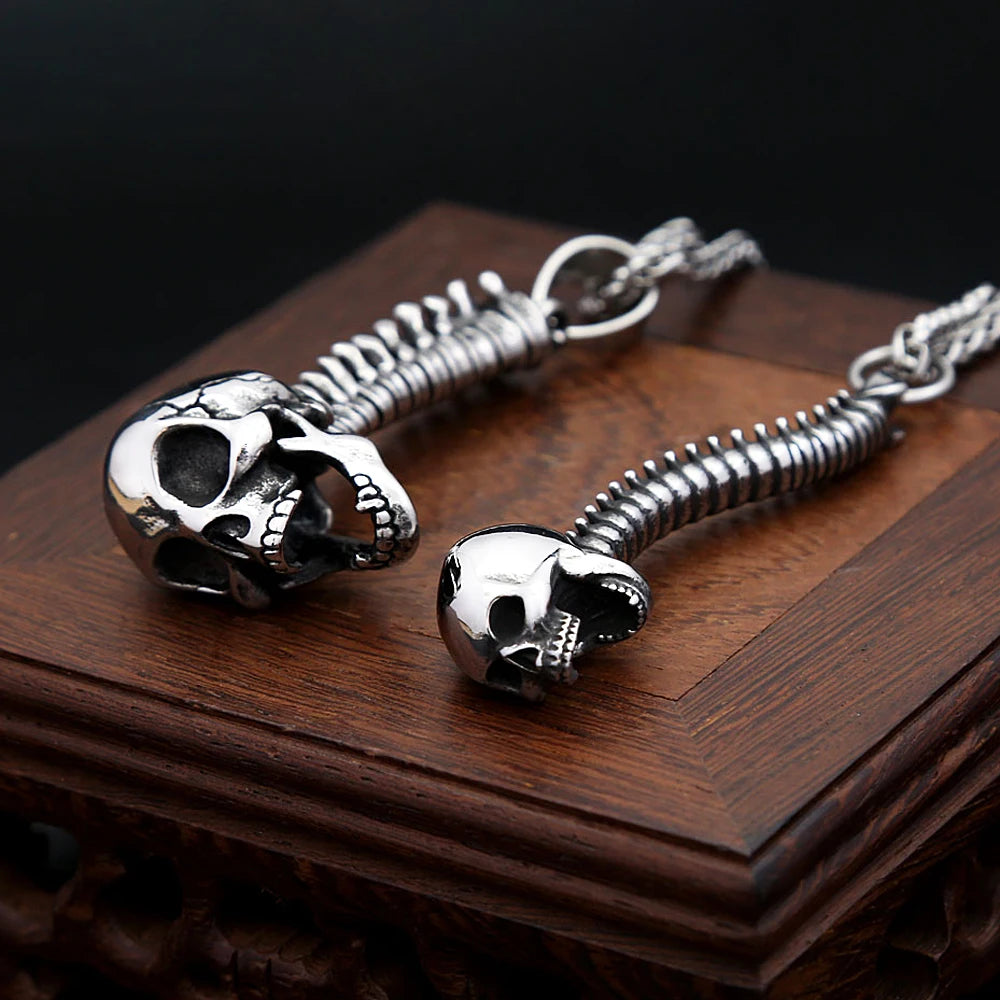 Gothic Skull Skeleton Pendant — Stainless
