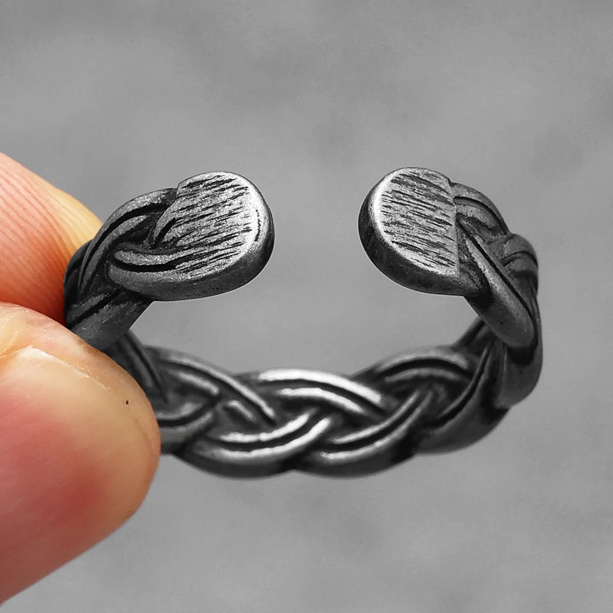 Braid Open Ring Stainless Steel Retro