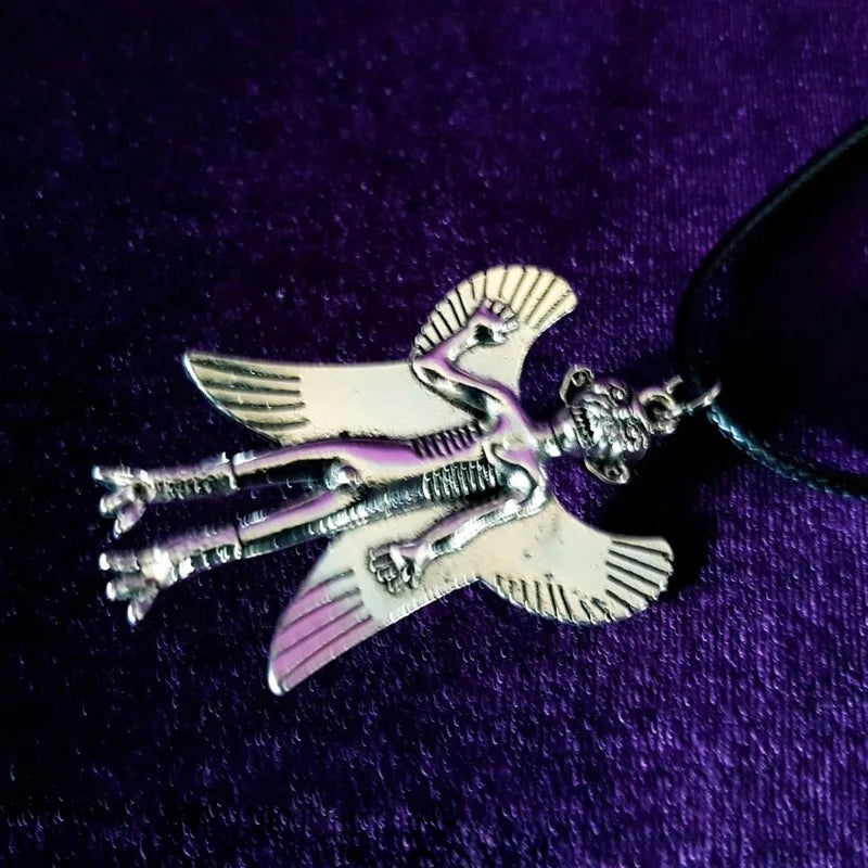 Pazuzu Necklace Occult Demonic Flying Demon Protection Sigil of Lucifer Pendant Necklace Amulet Shield Demonolatry Gift
