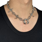 Punk Grunge Goth Rivet Spike Clavicle Chain Necklace