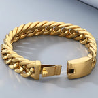 12/15MM Width Cuban Link Chain Bracelet For Man Waterproof Black/Gold Color Stainless Steel Bracelets Valentines
