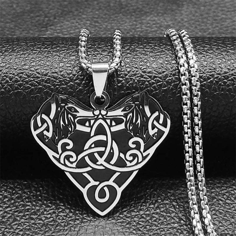 Witchcraft Celtic Witch Knot Pendant Necklace for Women Men Stainless Steel Slavic Protection Amulet Jewelry nudo de