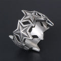Five-Pointed Star Band Ring — Stainless Steel