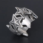 Five-Pointed Star Band Ring — Stainless Steel