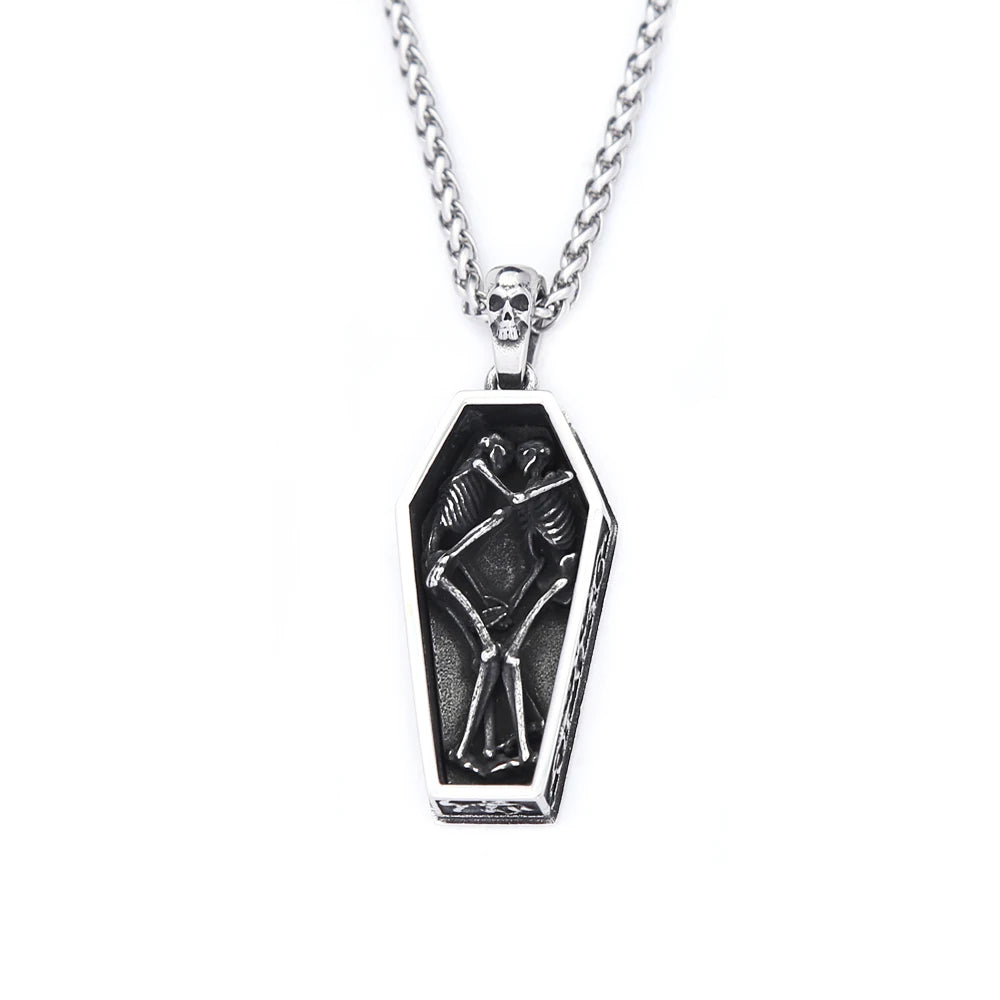 Skull Coffin Pendant Necklace — Stainless Steel