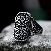 Classical Pattern Men's Band Ring — Stainless Steel
