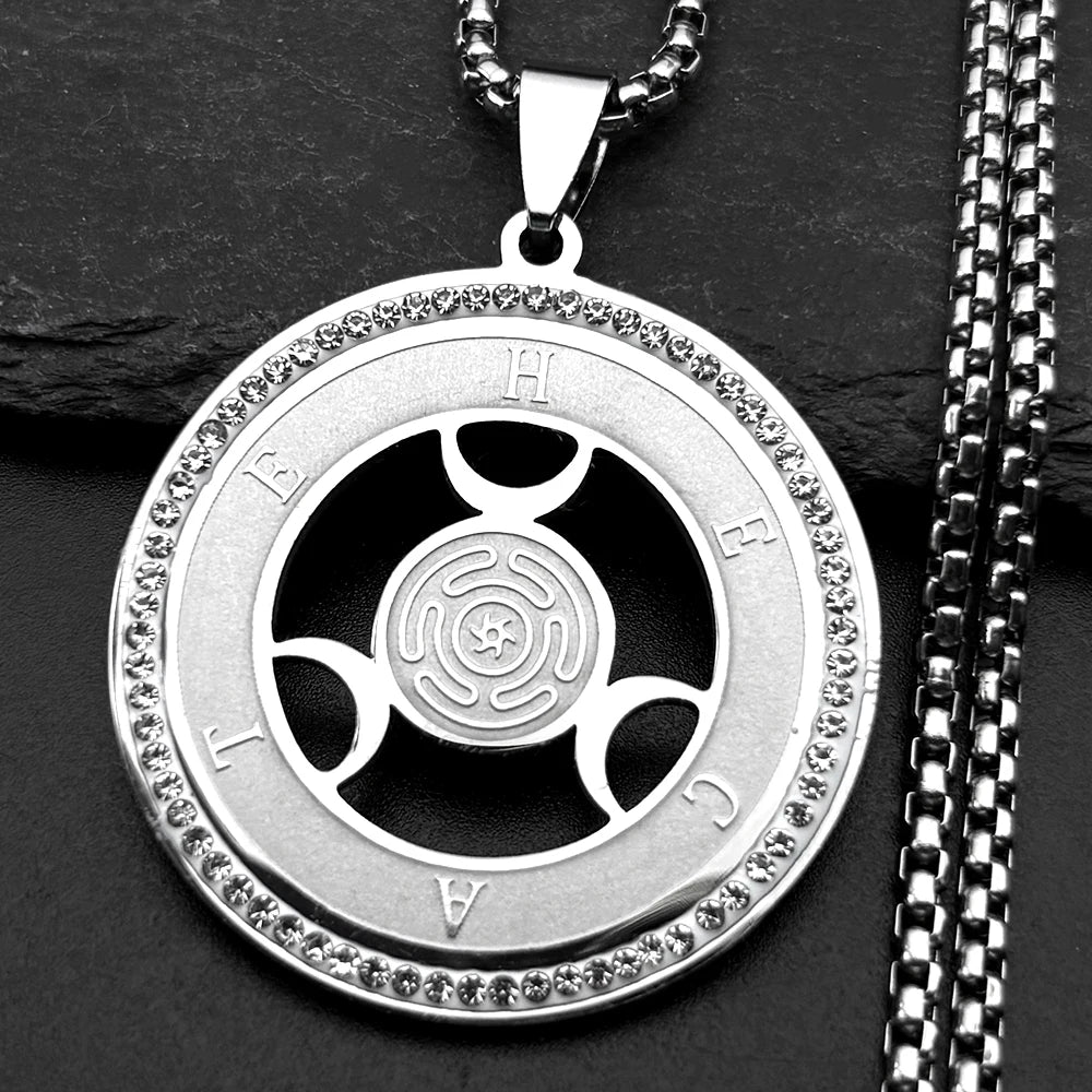 Moon Steel Pendant Witchcraft Triple Goddness
