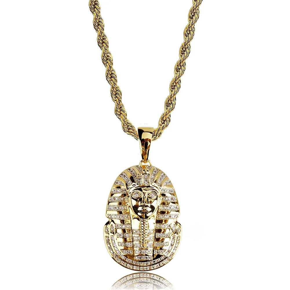 Gold Egyptian Pharaoh Pendant Necklace Statement