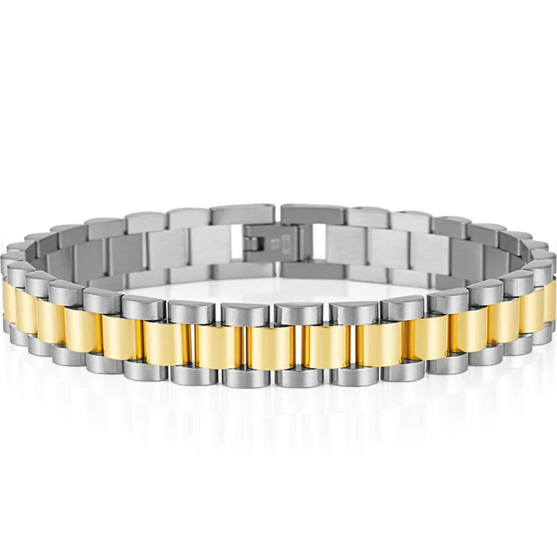 316L Stainless Steel Bracelet For Man Women 15MM Wide Link Watch Chain Men's Bracelets Necklaces Mannen Armband Hand