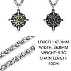Compass Viking Steel Pendant 316L Rune Vintage