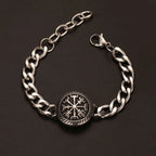 Medieval Norse Viking Rune Wolf Bracelet Man Stainless Steel Valknut Witch Knot Compass Bracelet for Men Scandinavian