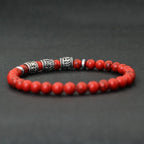 Vintage Mens Bracelet Beaded Om Mani Padme Hum Mantra Braslet Viking Jewelry Accessories Natural Lava Tiger Eyes Stone
