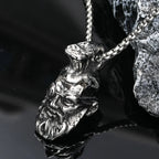 Viking Bearded Head Pendant Necklace — Nordic, Stainless Steel