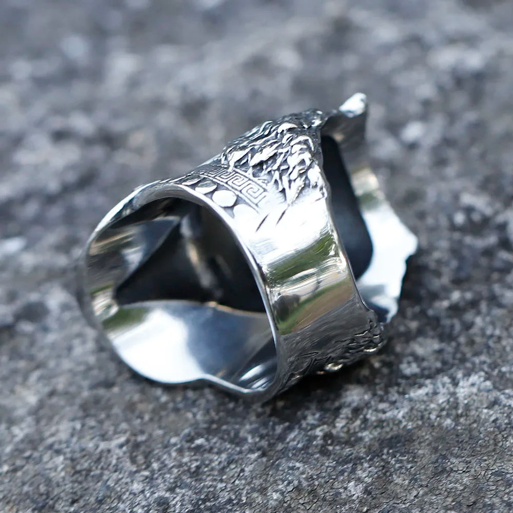 2022 NEW Men's 316L Stainless-Steel Rings Vintage Wolf and Skull Viking Ring Gothic High-Quality Jewelry Gifts Free