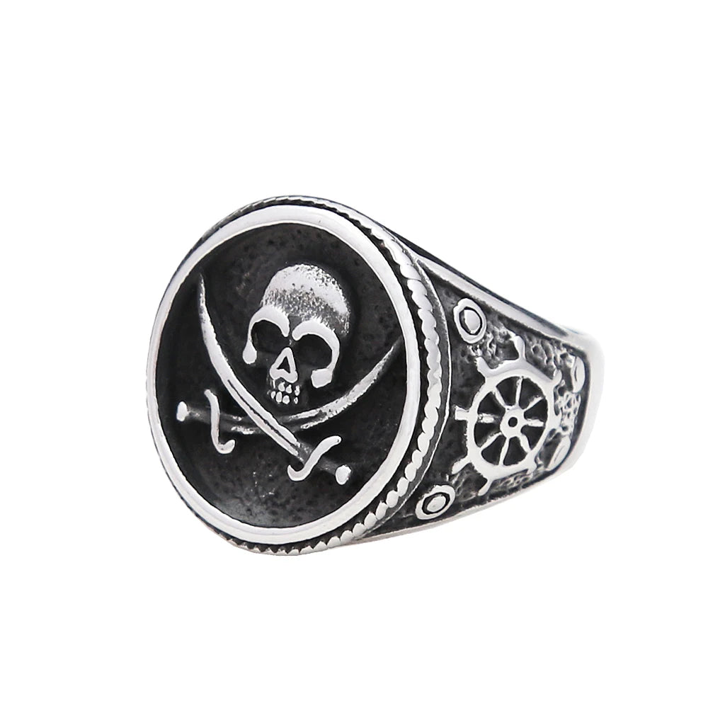 Fashion Punk Vintage Skull Ring Stainless Steel Gothic Biker Ring For Men Women Unique Viking Amulet Jewelry Gift