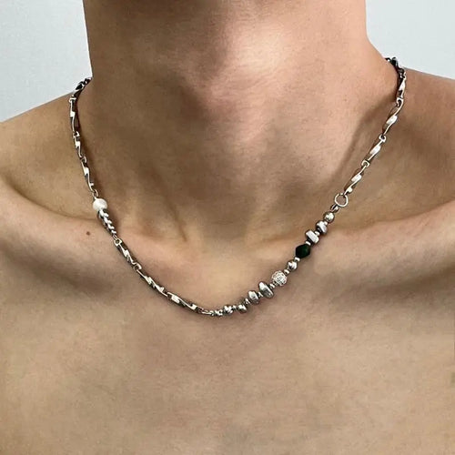 Beaded Stainless Steel Pendant Necklace