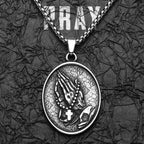 Praying Hands Cross Pendant — Stainless Steel