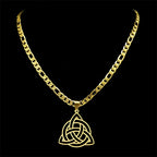 Celtic Knot Geometric Pendant Necklace — Gold-Tone, 55cm Chain