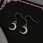 Moon Two-Tone Earrings Sterling Zircons Crescent